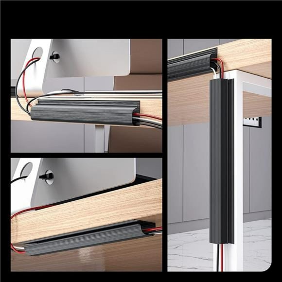 4 Pack Cable Raceway, 62.8'' Cord Cover Hider, 4X15.7'', Black - Picture 5 of 6